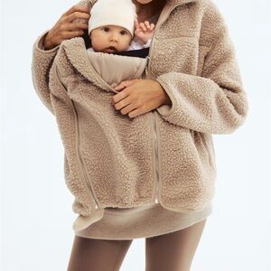 H&M mama before and after maternity baby wearing fleece jacket Small